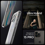 Противоударен Калъф за iPhone 15 Pro, Spigen Ultra Hybrid Case, Прозрачен (7)