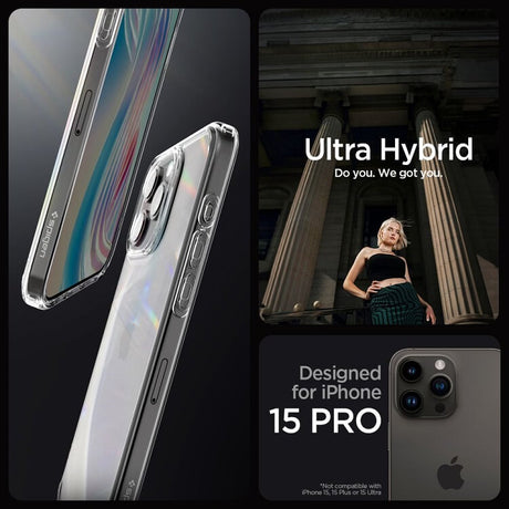 Противоударен Калъф за iPhone 15 Pro, Spigen Ultra Hybrid Case, Прозрачен (7)