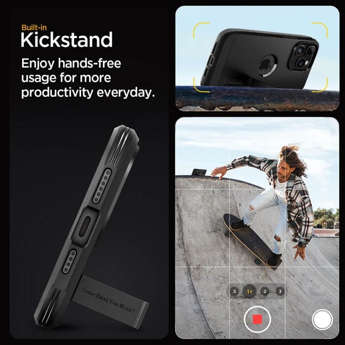 MagSafe Противоударен Калъф за iPhone 15 Pro, Spigen Tough Armor Case, Черен (8)