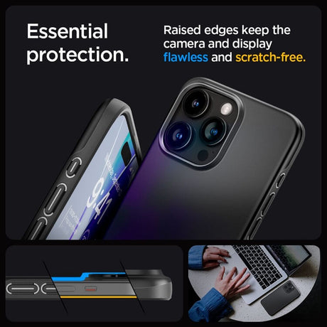Противоударен Калъф за iPhone 15 Pro, Spigen Thin Fit Case, Черен (8)