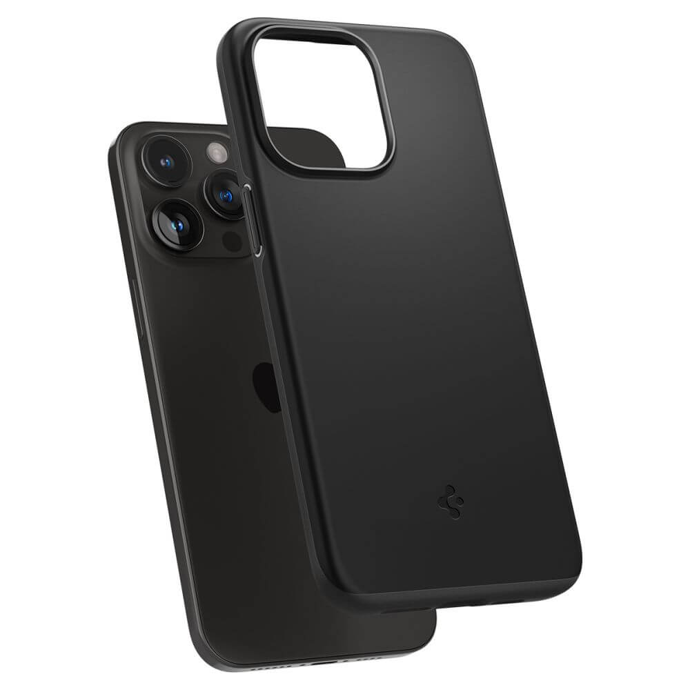 Противоударен Калъф за iPhone 15 Pro Max, Spigen Thin Fit Case, Черен (6)