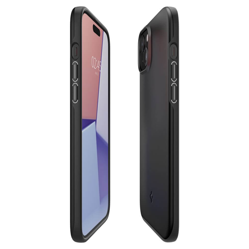 Противоударен Калъф за iPhone 15, Spigen Thin Fit Case, Черен (5)
