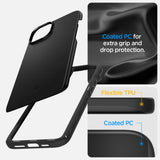Противоударен Калъф за iPhone 15, Spigen Thin Fit Case, Черен (8)