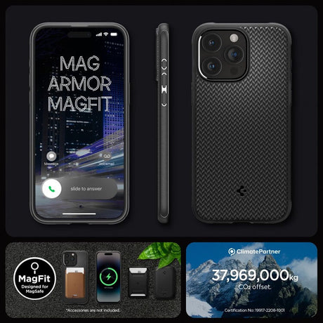Magsafe Противоударен Калъф за iPhone 15 Pro Max, Spigen Mag Armor Case, Черен (7)