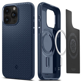 Magsafe Противоударен Калъф за iPhone 15 Pro Max, Spigen Mag Armor Case, Син