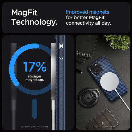 Magsafe Противоударен Калъф за iPhone 15 Pro Max, Spigen Mag Armor Case, Син (7)