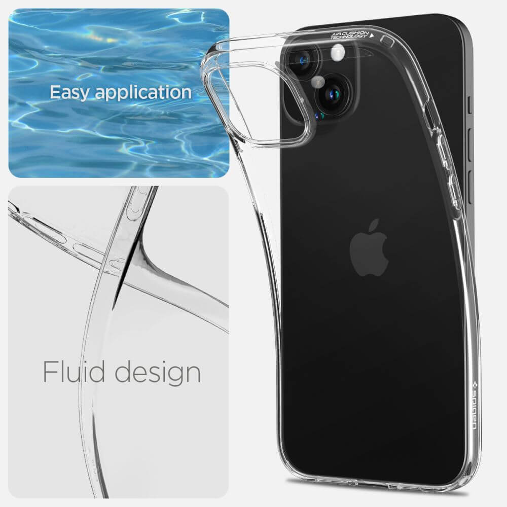 Противоударен Силиконов Калъф за iPhone 15 Plus, Spigen Liquid Crystal Case, Прозрачен (8)