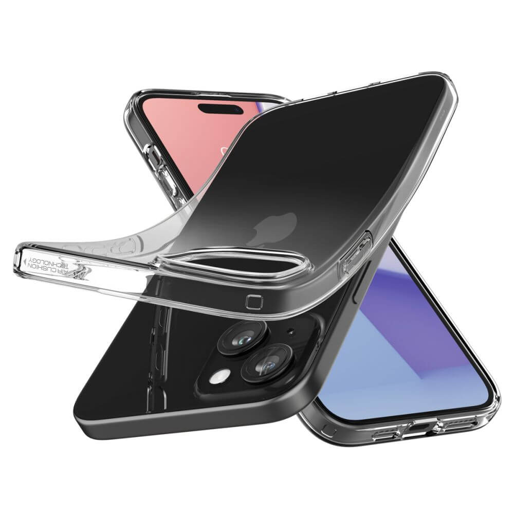 Противоударен Силиконов Калъф за iPhone 15, Spigen Liquid Crystal Case, Прозрачен (5)