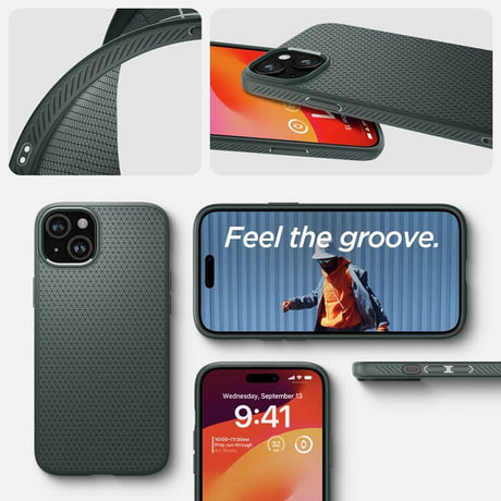 Противоударен Калъф за iPhone 15, Spigen Liquid Air Case, Зелен (8)