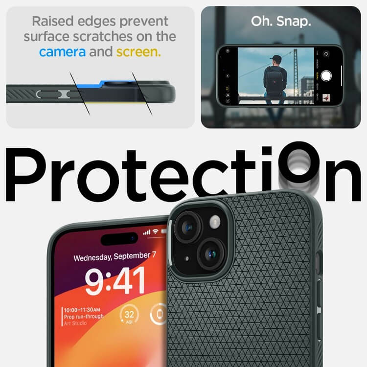 Противоударен Калъф за iPhone 15, Spigen Liquid Air Case, Зелен (9)