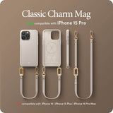 Magsafe Кожен Калъф с Връзки за iPhone 15 Pro Max, Spigen Cyrill Classic Charm, Бежов (9)