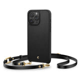 Magsafe Кожен Калъф с Връзки за iPhone 15 Pro, Spigen Cyrill Classic Charm, Черен