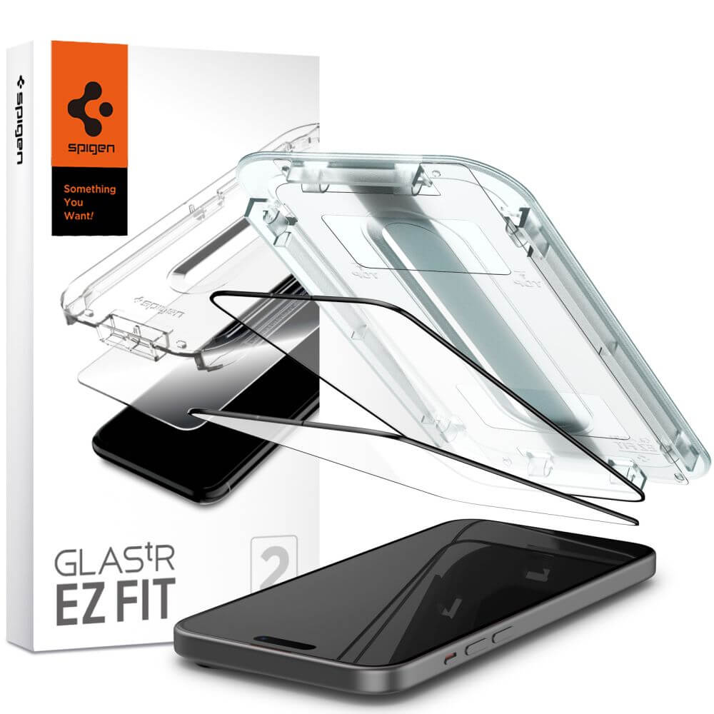 Стъклен Протектор за iPhone 15 Plus, Spigen EZ Fit FC Glass 2бр., Прозрачен