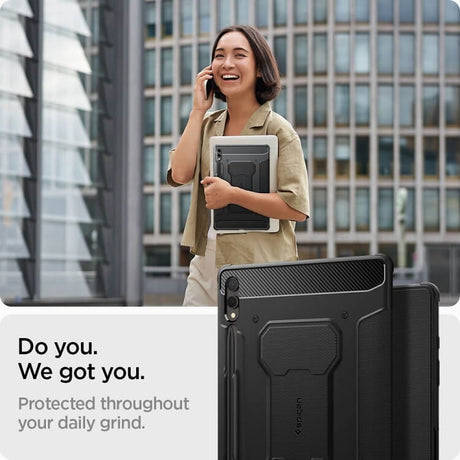 Противоударен Калъф за Samsung Tab S10 Plus/ S9 Plus 12.4", Spigen Rugged Armor Pro Case, Черен (8)