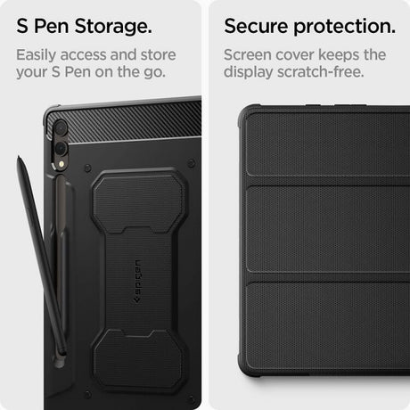 Противоударен Калъф за Samsung Tab S10 Plus/ S9 Plus 12.4", Spigen Rugged Armor Pro Case, Черен (7)