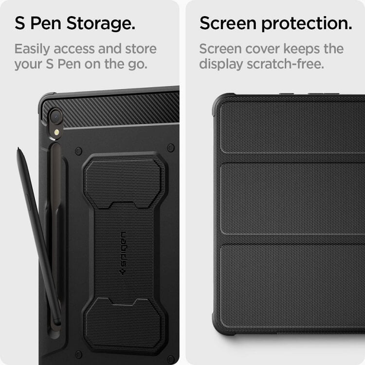 Противоударен Калъф за Samsung Tab S9, Spigen Rugged Armor Pro Case, Черен (7)
