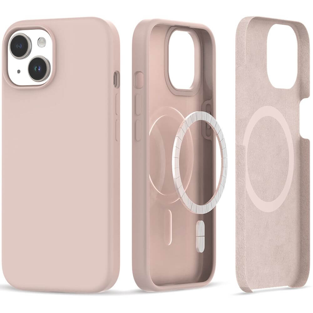 Magsafe Калъф за iPhone 15, Tech-Protect Silicone Case, Розов