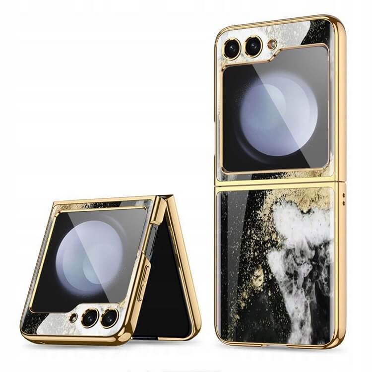 Луксозен Калъф за Samsung Z Flip 5, Tech-Protect Mood Marble Case, Черен