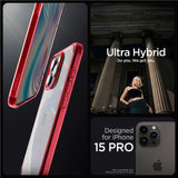 Противоударен Калъф за iPhone 15 Pro, Spigen Ultra Hybrid Case, Червен (7)