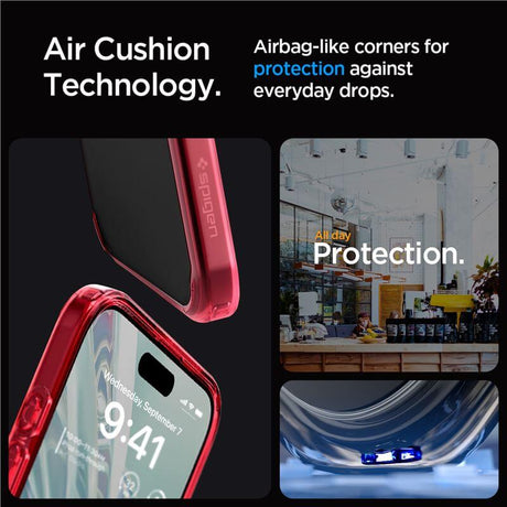 Противоударен Калъф за iPhone 15 Pro, Spigen Ultra Hybrid Case, Червен (9)