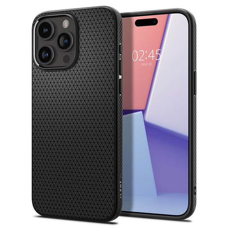 Противоударен Калъф за iPhone 15 Pro Max, Spigen Liquid Air Case, Черен
