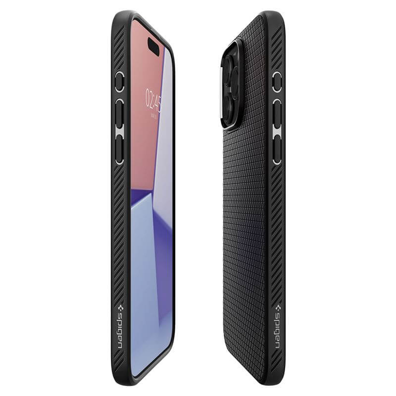 Противоударен Калъф за iPhone 15 Pro Max, Spigen Liquid Air Case, Черен (7)
