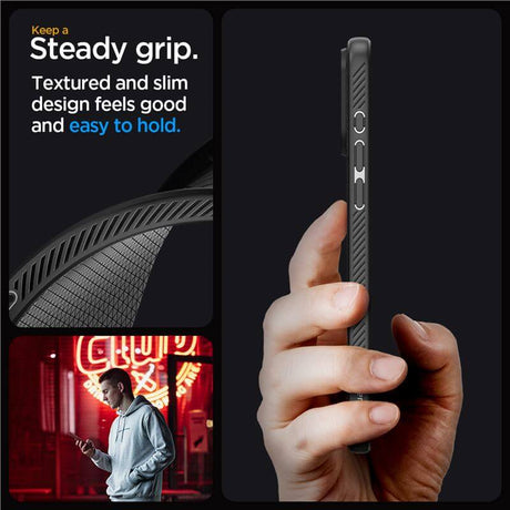 Противоударен Калъф за iPhone 15 Pro Max, Spigen Liquid Air Case, Черен (9)