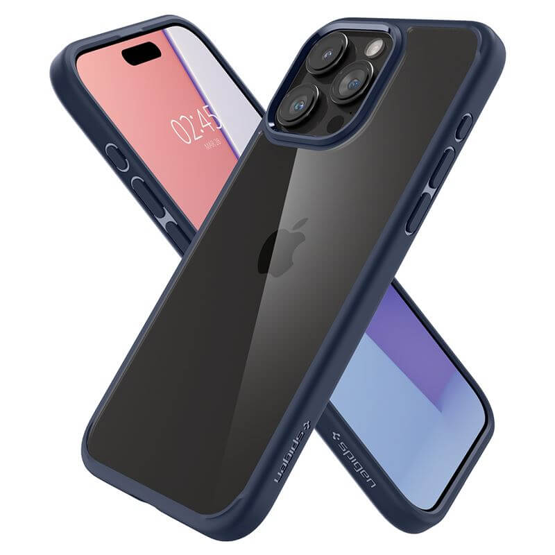Противоударен Калъф за iPhone 15 Pro, Spigen Ultra Hybrid Case, Син (5)