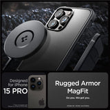 MagSafe Противоударен Калъф за iPhone 15 Pro, Spigen Rugged Armor Case, Черен (9)