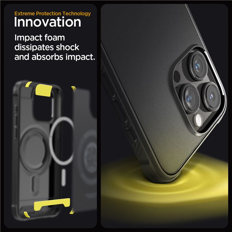 MagSafe Противоударен Калъф за iPhone 15 Pro, Spigen Rugged Armor Case, Черен (10)
