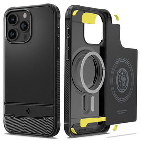 MagSafe Противоударен Калъф за iPhone 15 Pro, Spigen Rugged Armor Case, Черен