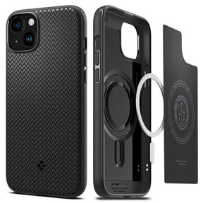 Magsafe Противоударен Калъф за iPhone 15 Plus, Spigen Mag Armor Case, Черен