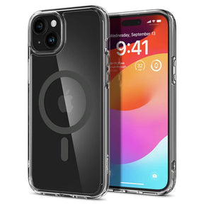 Magsafe Противоударен Калъф за iPhone 15, Spigen Ultra Hybrid Case, Сив