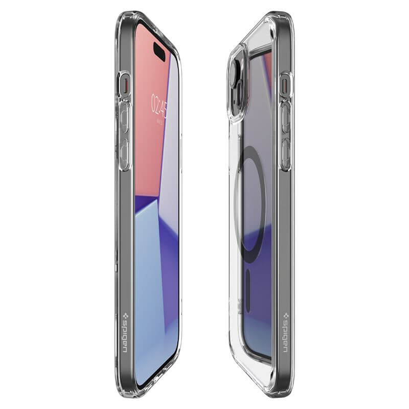 Magsafe Противоударен Калъф за iPhone 15, Spigen Ultra Hybrid Case, Сив (5)