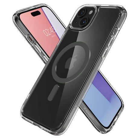 Magsafe Противоударен Калъф за iPhone 15, Spigen Ultra Hybrid Case, Сив (4)