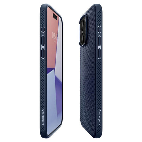 Противоударен Калъф за iPhone 15 Pro Max, Spigen Liquid Air Case, Син (7)