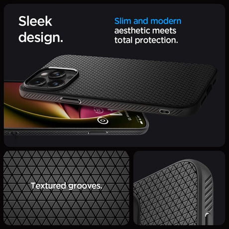 Противоударен Калъф за iPhone 15 Pro, Spigen Liquid Air Case, Черен (7)