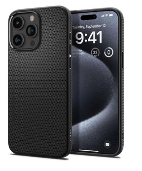 Противоударен Калъф за iPhone 15 Pro, Spigen Liquid Air Case, Черен
