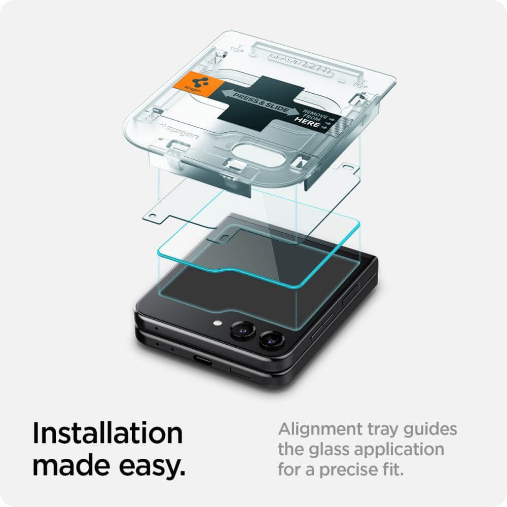 Протектор за Външния Дисплей на Samsung Z Flip 5, Spigen EZ Fit Glass 2бр., Прозрачен (2)