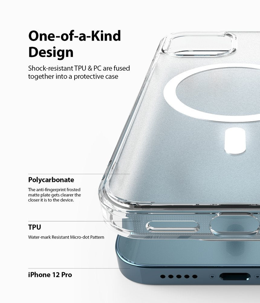 Magsafe Калъф за iPhone 12/Pro, Ringke Fusion Matte Case, Прозрачен (3)