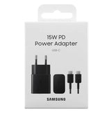 Оригинално Зарядно Samsung 15W 220v Fast Charger с USB-C Кабел EP-T1510XBE, Черен