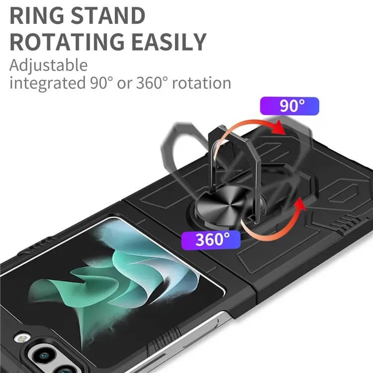 Калъф с Поставка за Samsung Z Flip 5, GKK KickStand Case, Черен (6)