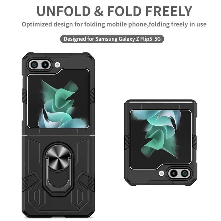 Калъф с Поставка за Samsung Z Flip 5, GKK KickStand Case, Черен (7)
