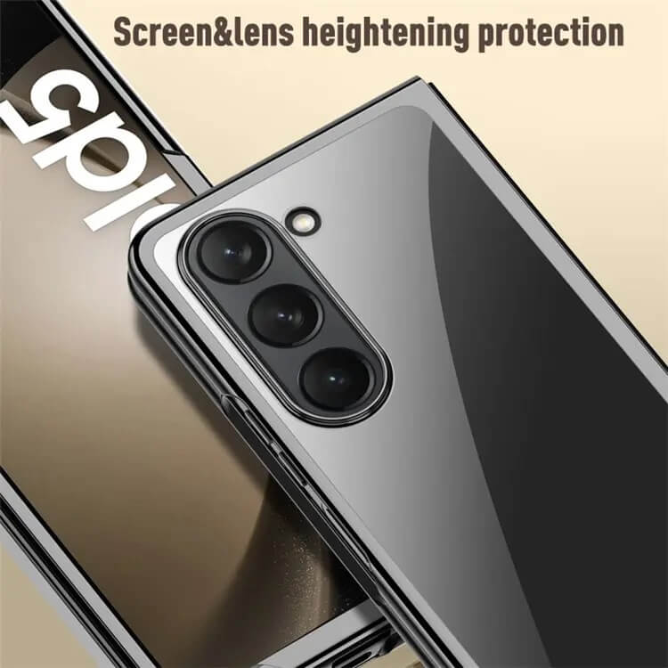 Калъф с Цветна Рамка за Samsung Z Fold 5, Electroplating Case, Черен (3)