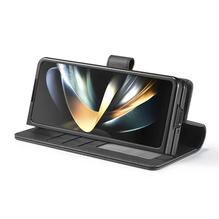 Кожен Калъф с Джобове за Samsung Z Fold 5, Tech-Protect Wallet Book Case, Черен (4)