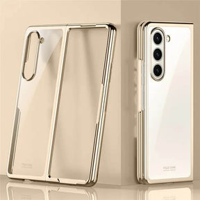 Калъф с Цветна Рамка за Samsung Z Fold 5, Electroplating Case, Златист