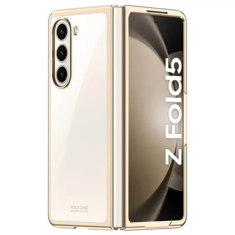 Калъф с Цветна Рамка за Samsung Z Fold 5, Electroplating Case, Златист (2)