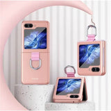 Матов Калъф с Пръстен за Samsung Galaxy Z Flip 5, GKK Ring Case, Розов (2)