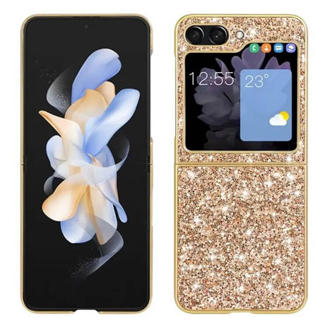 Калъф с Блестяща Декорация за Samsung Z Flip 5, Glitter Case, Златист