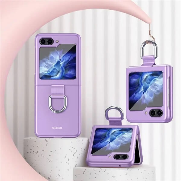 Матов Калъф с Пръстен за Samsung Galaxy Z Flip 5, GKK Ring Case, Лилав (2)